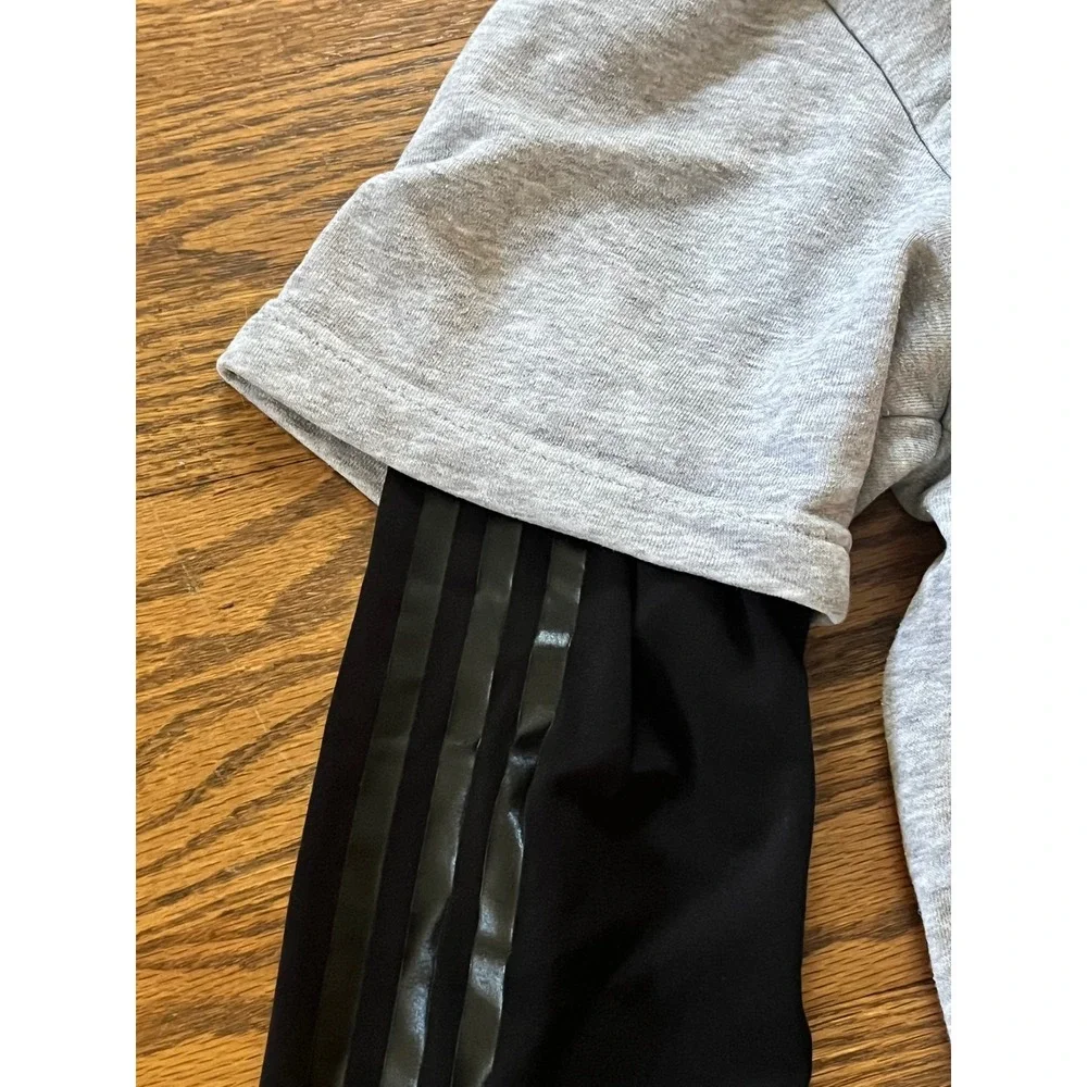 Adidas Sporting Kansas City MLS Layered Hoodie Gray Black Mens Small